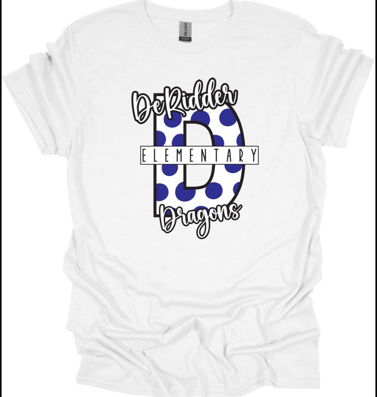 DeRidder Elementary "Dot" Spirit Shirt White