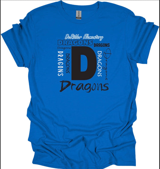 DeRidder Elementary "D" Spirit Shirt Blue